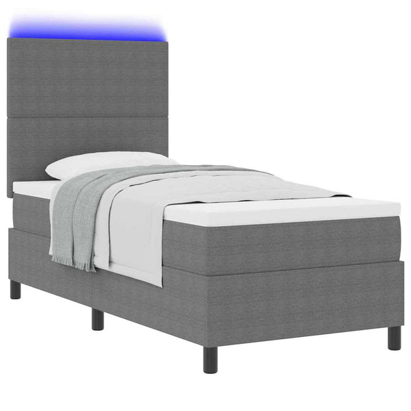LED Boxspringbett Hellgrau 90x190 cm