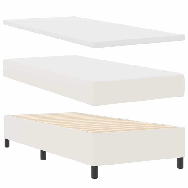 LED Boxspringbett 90x190 Creme Weiß Cordstoff