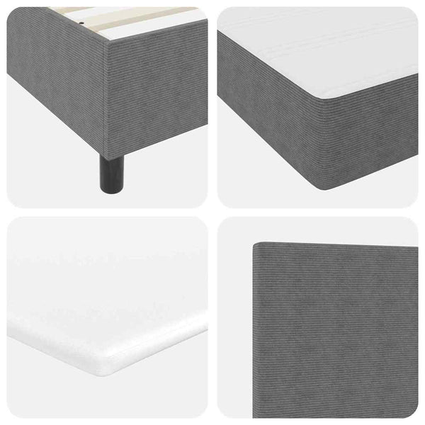 LED Boxspringbett 90x200 cm Hellgrau Cordstoff