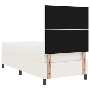 LED Boxspringbett 90x200 cm Creme/Weiß Cordstoff