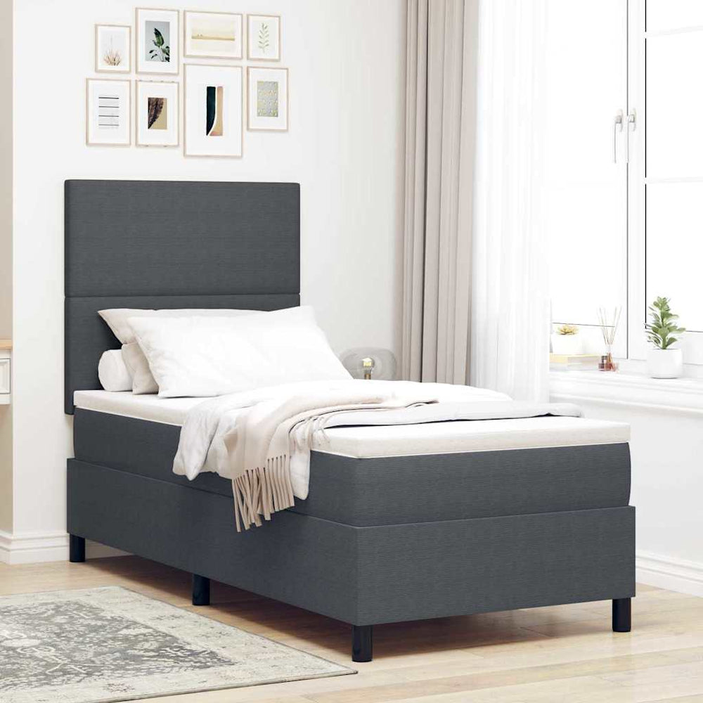 LED Boxspringbett 100x200 cm Dunkelgrau/Weiß
