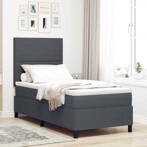 LED Boxspringbett 100x200 cm Dunkelgrau/Weiß