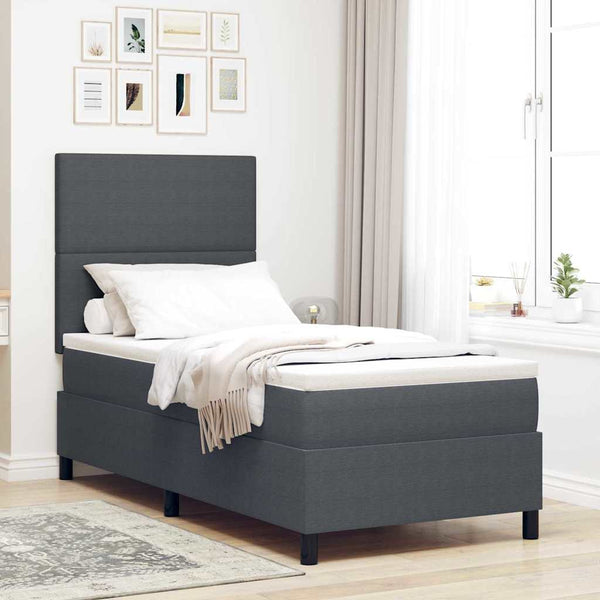 LED Boxspringbett 100x200 cm Dunkelgrau/Weiß