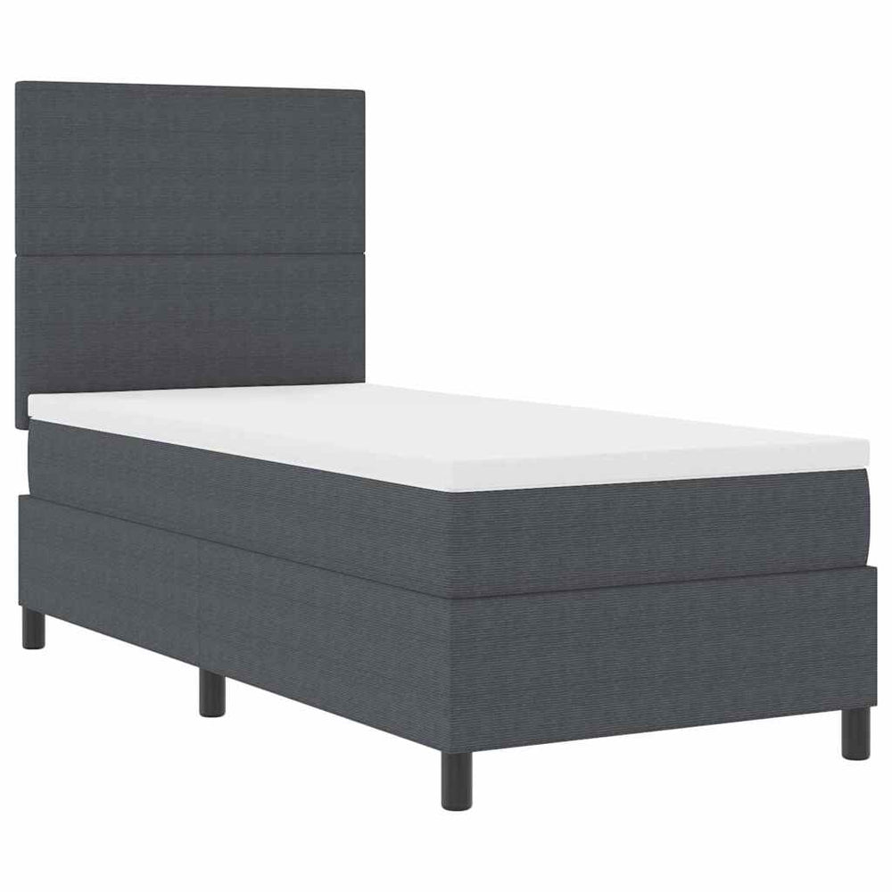 LED Boxspringbett 100x200 cm Dunkelgrau/Weiß