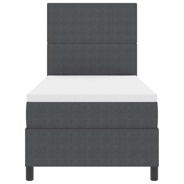 LED Boxspringbett 100x200 cm Dunkelgrau/Weiß