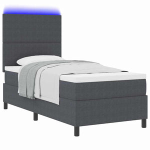 LED Boxspringbett 100x200 cm Dunkelgrau/Weiß