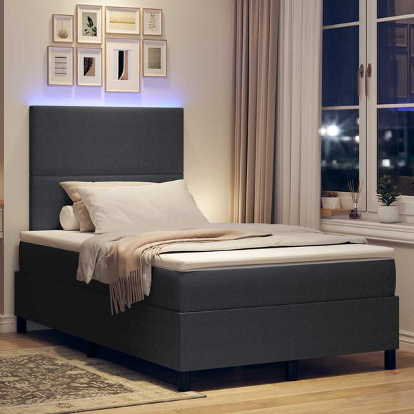 LED Boxspringbett 120x190 cm Dunkelgrau Cordstoff