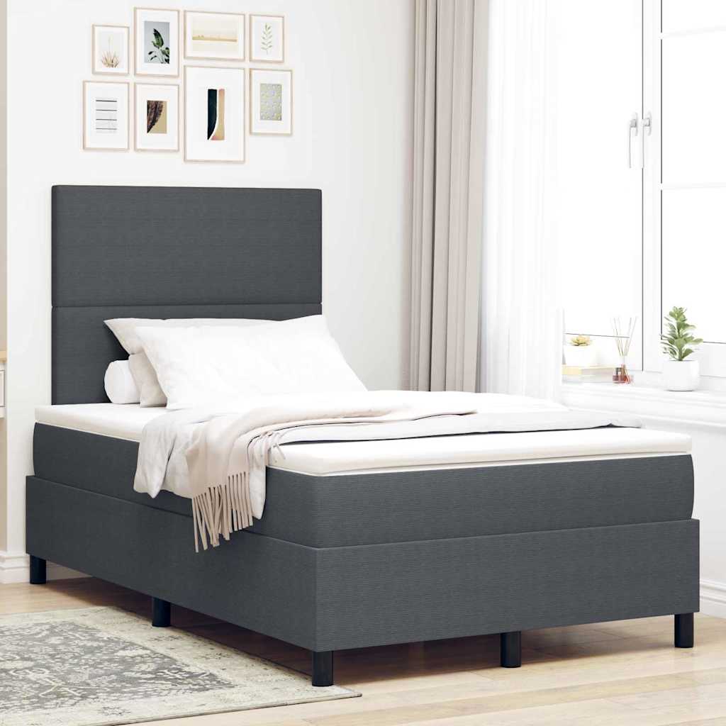 LED Boxspringbett 120x190 cm Dunkelgrau Cordstoff
