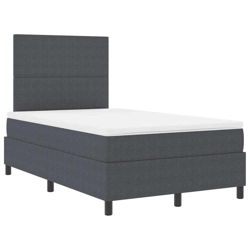 vidaXL Lit coffre à LED Gris foncé et blanc 120 x 190 cm Tissu en velours côtelé
