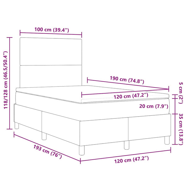 LED Boxspringbett 120x190 cm Dunkelgrau Cordstoff