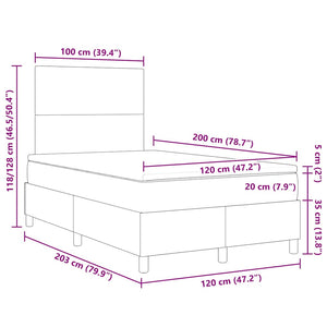LED Boxspringbett 120x200 cm Dunkelgrau Cord