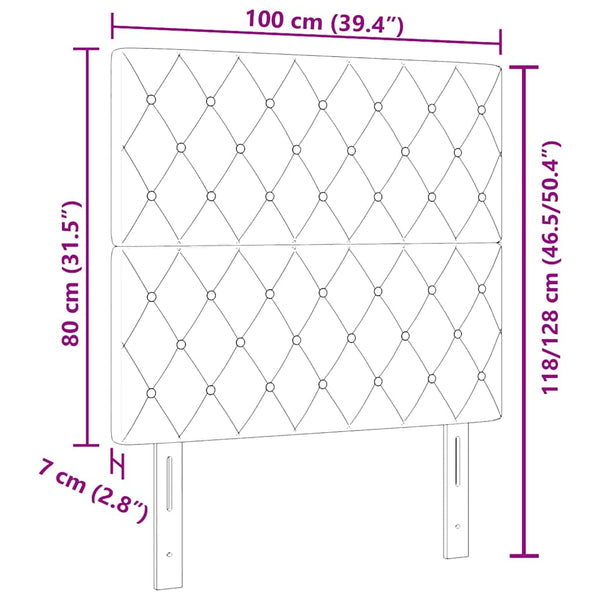 Samt Kopfteil Hellgrün-Grau 100 cm