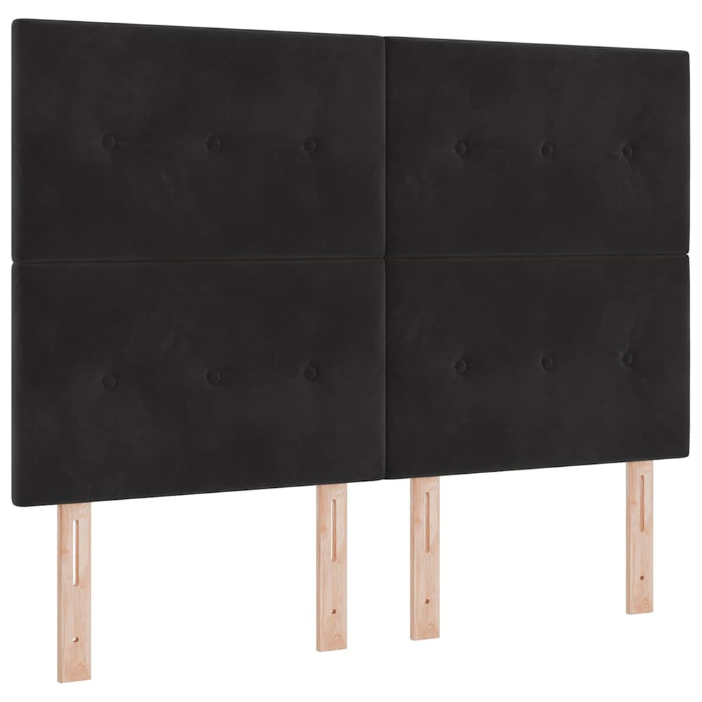 Schwarzes Samt-Kopfteil 144 cm