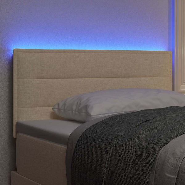 vidaXL Tête de lit à LED avec bandes lumineuses LED Crème Tissu 90 cm