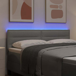vidaXL LED Headboard with LED Light Strips Light Grey 160 cm Fabric