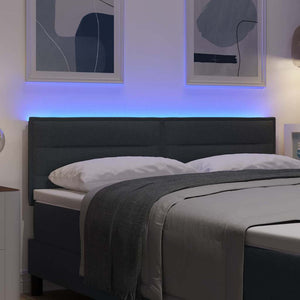 vidaXL Tête de lit LED avec bandes lumineuses LED Gris foncé 160 cm Tissu