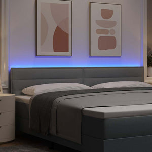 vidaXL LED Headboard with LED Strip Lights Light Gray 200 cm Fabric