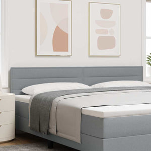 vidaXL LED Headboard with LED Strip Lights Light Gray 200 cm Fabric