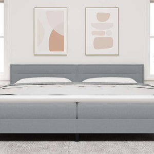 vidaXL LED Headboard with LED Strip Lights Light Gray 200 cm Fabric