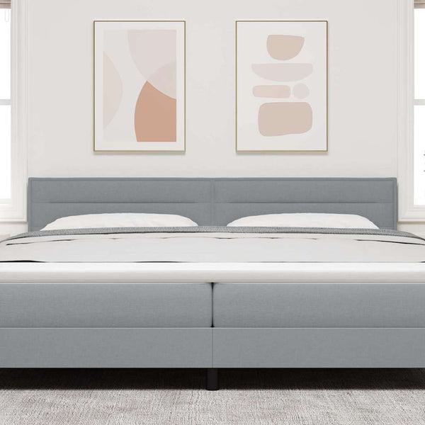 vidaXL LED Headboard with LED Strip Lights Light Gray 200 cm Fabric