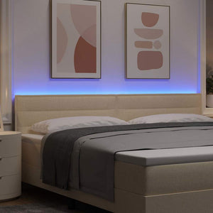 vidaXL Tête de lit à LED avec bandes lumineuses LED crème Tissu 200 cm