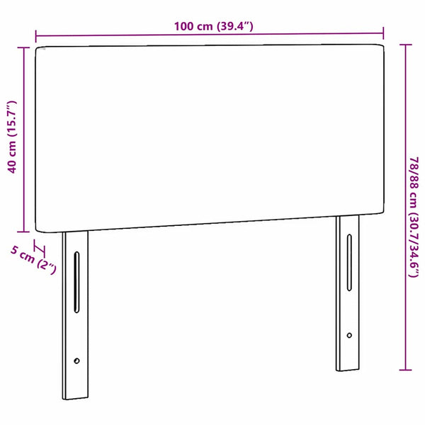 LED Kopfteil Hellgrau 100 cm Cordstoff