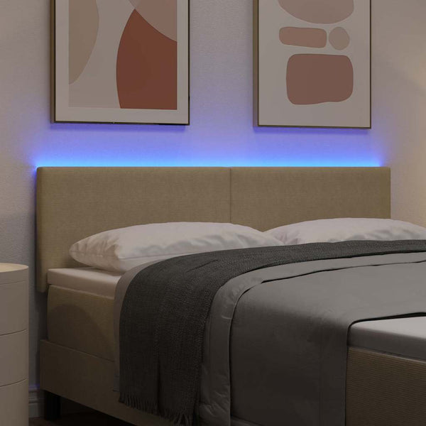 LED Kopfteil Grau-Grün 144 cm Cordstoff