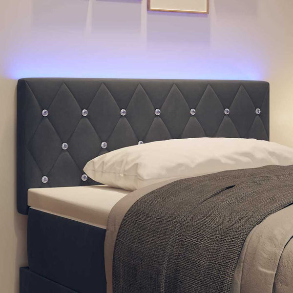 vidaXL LED Headboard with LED Strips Dark Grey 90 cm Velvet