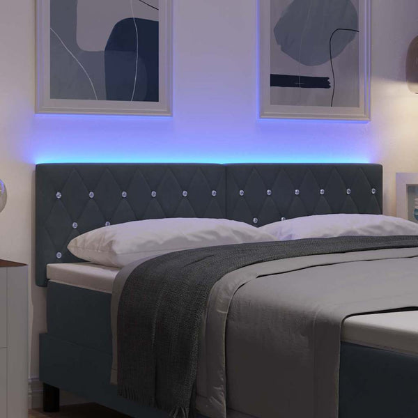 vidaXL Tête de lit LED avec bandes lumineuses LED Gris foncé 144 cm Velours