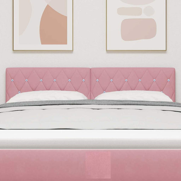 LED Kopfteil Rosa Samt 144 cm