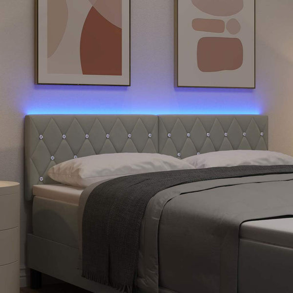 LED Kopfteil Hellgrau 160 cm Samt