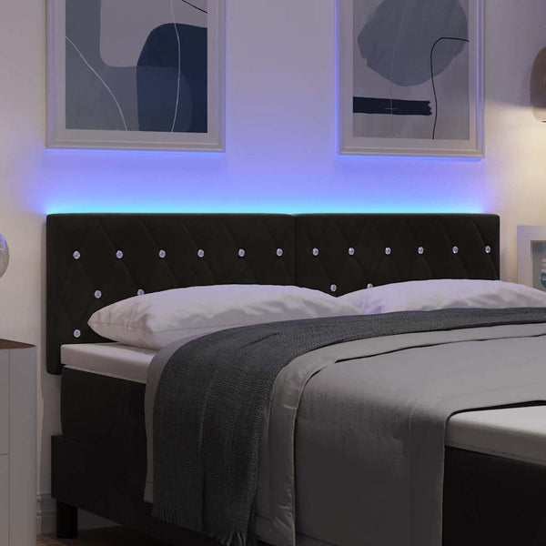 vidaXL Tête de lit avec bandes lumineuses LED noir 160 cm Velours