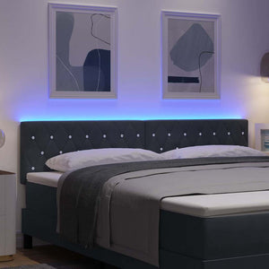 vidaXL Tête de lit à LED avec bandes lumineuses LED Gris foncé 180 cm Velours