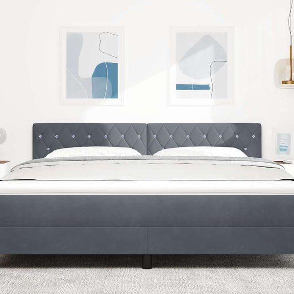 vidaXL Tête de lit à LED avec bandes lumineuses LED Gris foncé 180 cm Velours
