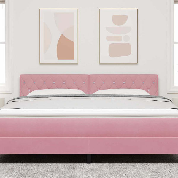 LED Kopfteil Rosa Samt 180 cm