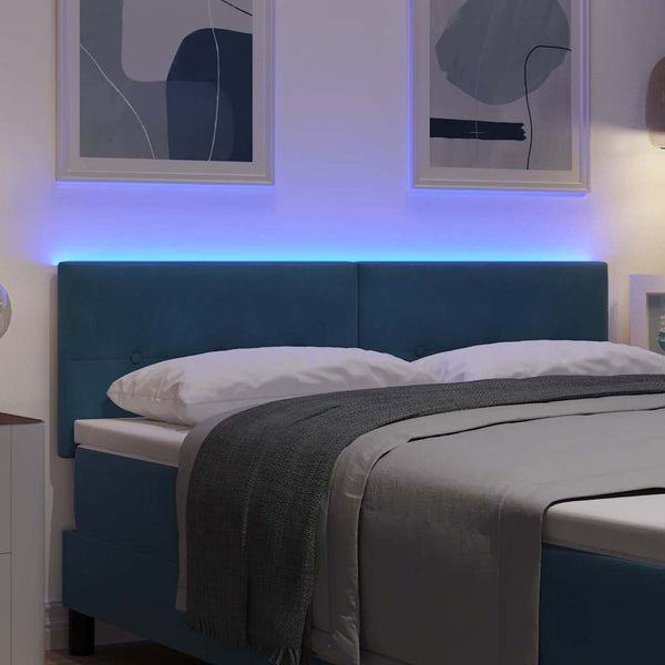 vidaXL Tête de lit avec bandes LED bleu 160 cm Velours