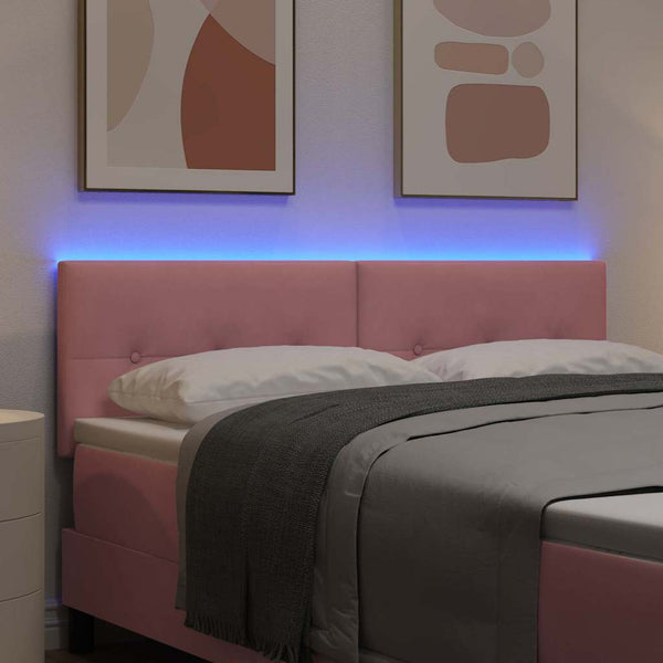 vidaXL Tête de lit à LED avec bandes lumineuses LED Rose 160 cm Velours