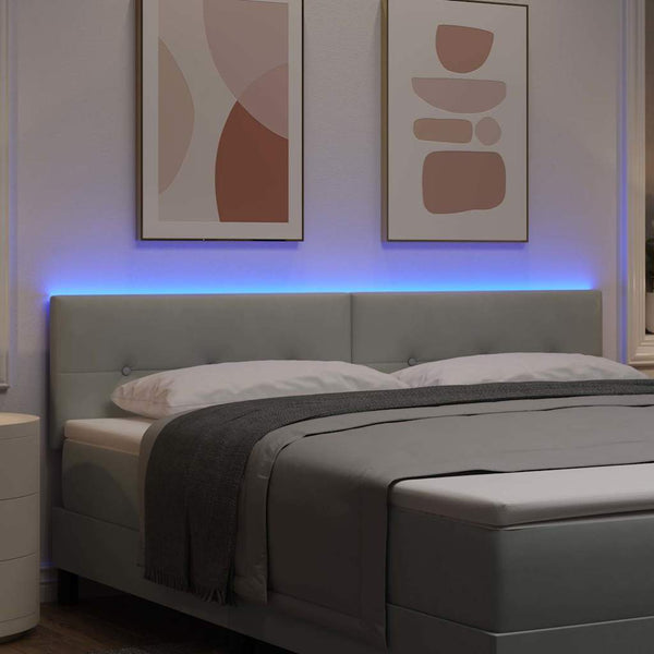 LED Kopfteil Hellgrau Samt 180cm
