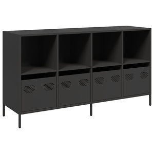 Schwarzes Sideboard, 135 cm, Kaltgewalzter Stahl