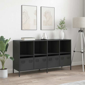 Schwarzes Sideboard, 135 cm, Kaltgewalzter Stahl