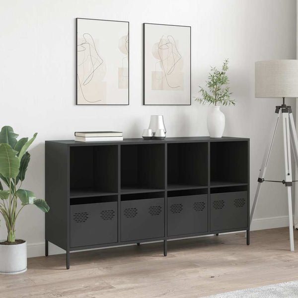 Schwarzes Sideboard, 135 cm, Kaltgewalzter Stahl
