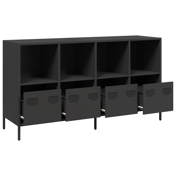 Schwarzes Sideboard, 135 cm, Kaltgewalzter Stahl