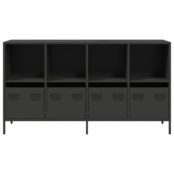 Schwarzes Sideboard, 135 cm, Kaltgewalzter Stahl