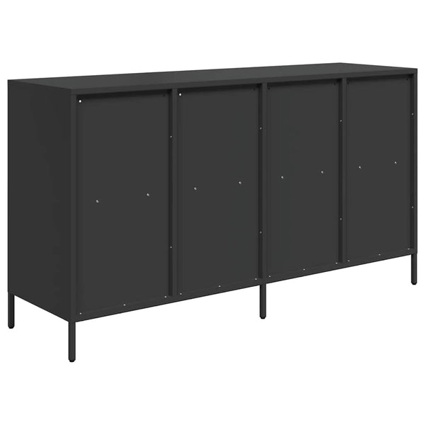 Schwarzes Sideboard, 135 cm, Kaltgewalzter Stahl