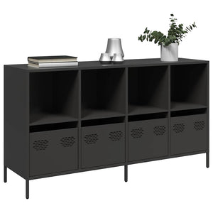 Schwarzes Sideboard, 135 cm, Kaltgewalzter Stahl