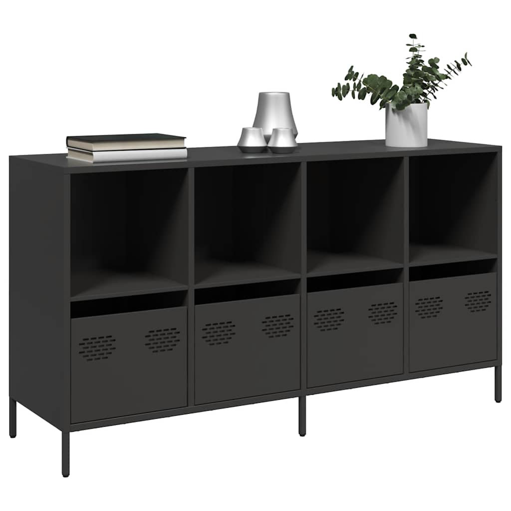 Schwarzes Sideboard, 135 cm, Kaltgewalzter Stahl