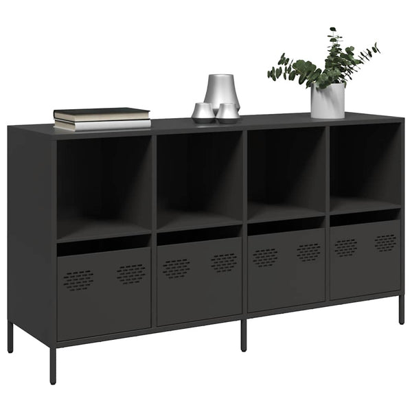 Schwarzes Sideboard, 135 cm, Kaltgewalzter Stahl