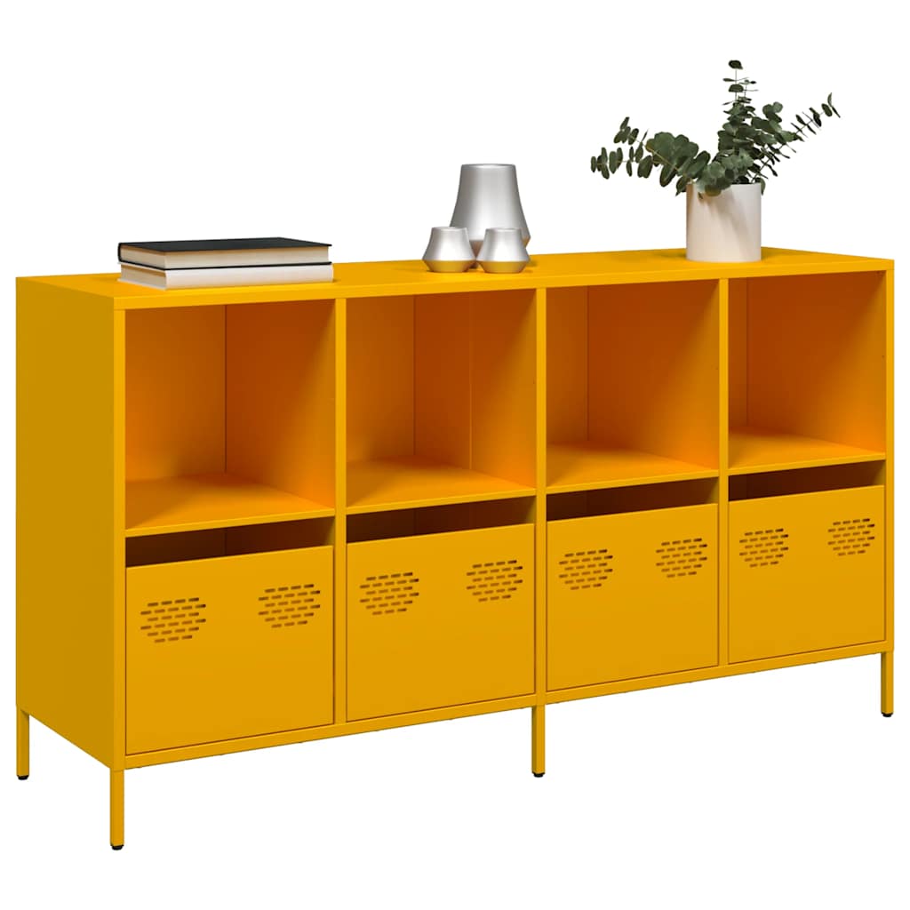 Senfgelbes Sideboard, 135 cm Stahl