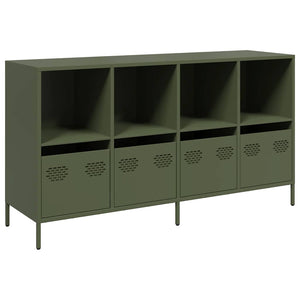 Olivgrünes Sideboard, 135 cm, Kaltgewalzter Stahl