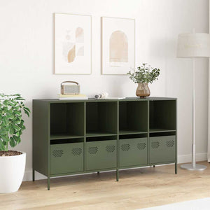 Olivgrünes Sideboard, 135 cm, Kaltgewalzter Stahl